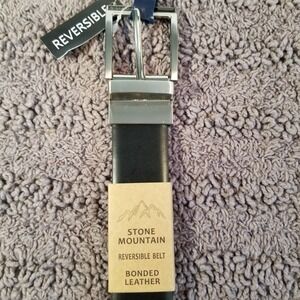 Stone Mountain Mens Black/Brown Reversible‎ Bonded Leather Belt Size XL  42-44